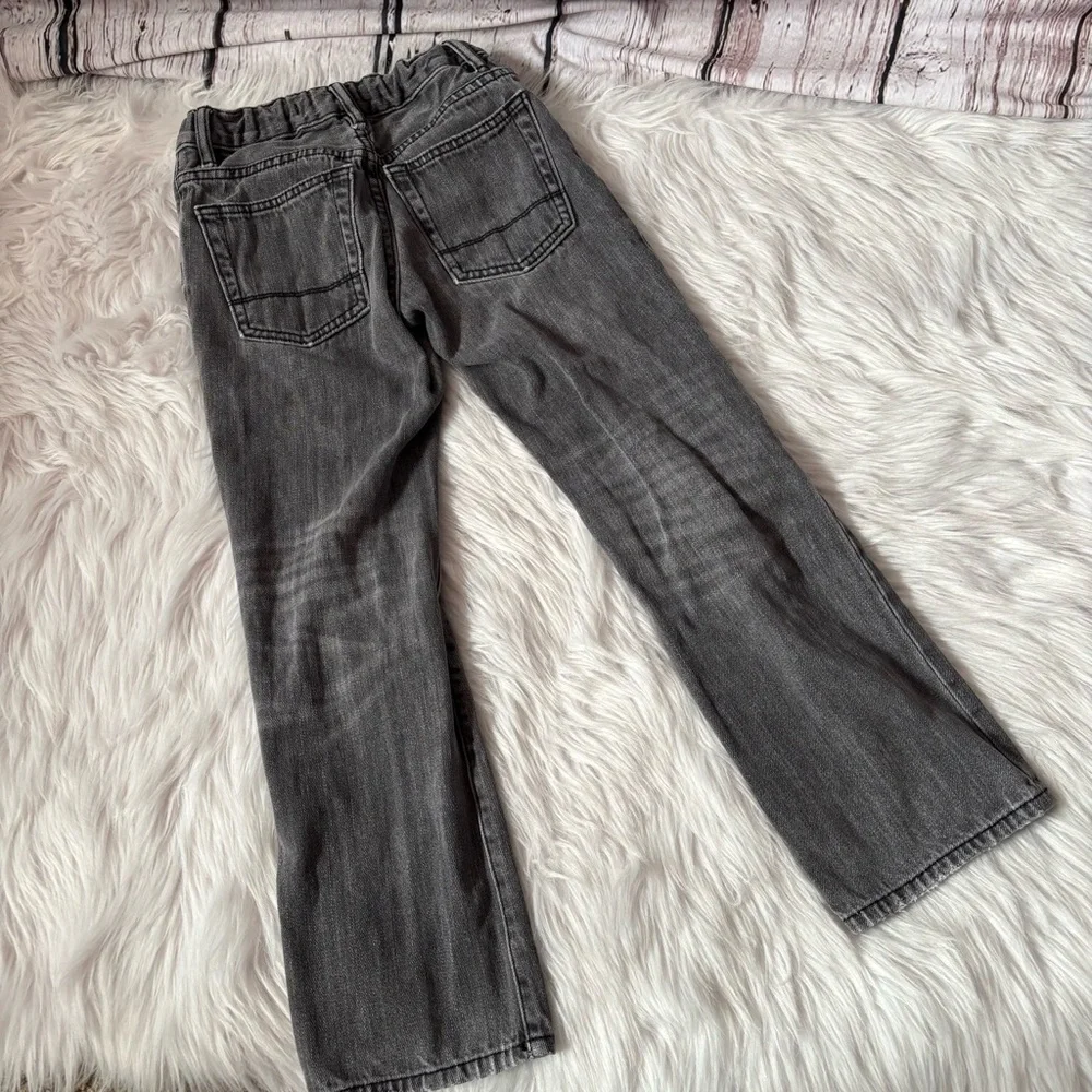 Gap Kids Boys Size 8 Gray Straight Leg‎ Jeans Elastic Waist Zipper Close Denim